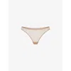 AGENT PROVOCATEUR AGENT PROVOCATEUR WOMEN'S CHAMPAGNE LUCKY PANELLED STRETCH-TULLE BRAZILIAN THONG