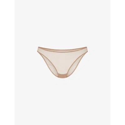 Agent Provocateur Womens Champagne Lucky Panelled Stretch-tulle Briefs