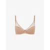 AGENT PROVOCATEUR AGENT PROVOCATEUR WOMEN'S CHAMPAGNE LUCKY PANELLED STRETCH-TULLE UNDERWIRED BRA