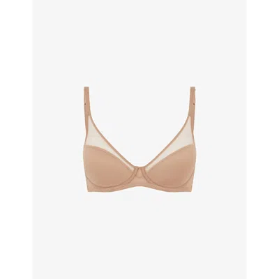 Agent Provocateur Womens Champagne Lucky Panelled Stretch-tulle Underwired Bra
