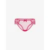 Agent Provocateur Womens Pink Juni Bow-embroidered Mid-rise Woven Briefs In Pink
