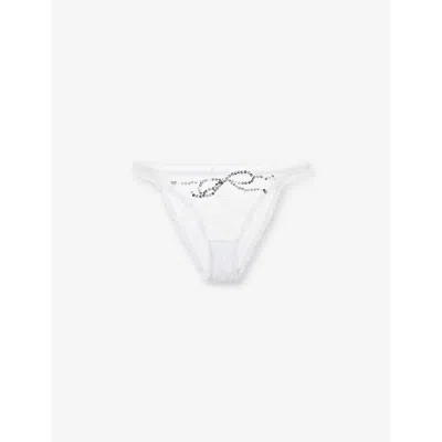 Agent Provocateur Womens White Melle Sequin-embellished Mid-rise Woven Briefs