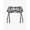 Agent Provocateur Womens Black Clarissa Floral-embroidered Lace Suspenders In Black