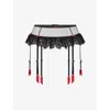Agent Provocateur Womens Black Clarissa Mesh And Lace Suspenders Xl In Black