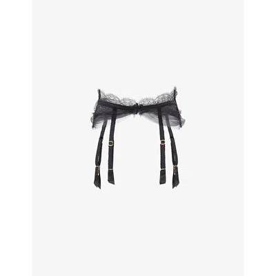 Agent Provocateur Womens Halley Scallop-trim Mesh Suspender Black
