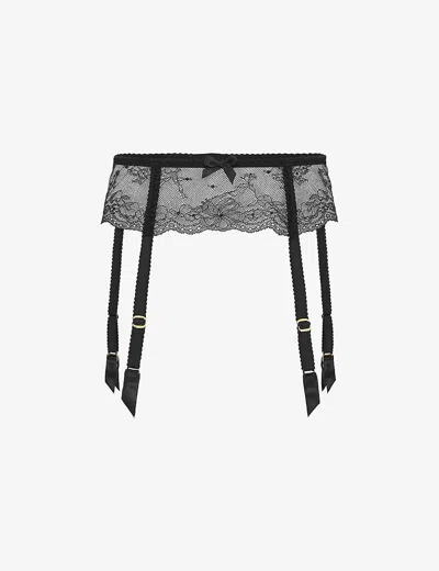 Agent Provocateur Womens Black Isedora Floral-lace Mesh Suspender Belt