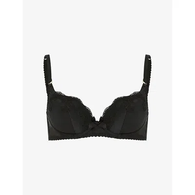 Agent Provocateur Womens  Molly Plunge Underwired Satin Bra In Black