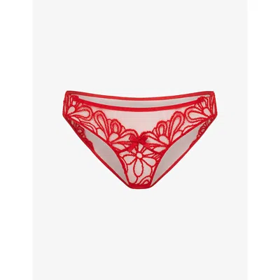 Agent Provocateur Womens  Nelle Lace Mesh Full Brief In Red