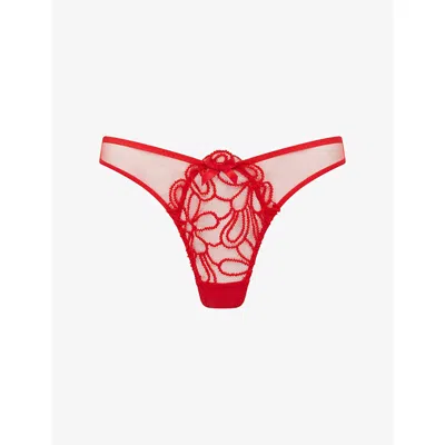 Agent Provocateur Womens  Nelle Tulle Thong In Red