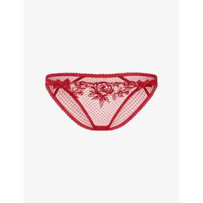 Agent Provocateur Womens Burgundy Rosia Lace Briefs Xl In Brown
