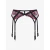 Agent Provocateur Womens Black/plum Rozlyn Mesh And Lace Suspenders In Pink