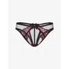 Agent Provocateur Womens Black/plum Rozlyn Ouvert Mesh And Lace Briefs In Black