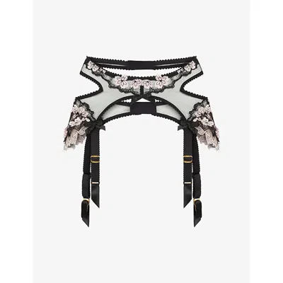 Agent Provocateur Womens Andiee Floral Lace Suspender Black/pink