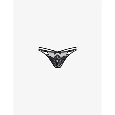 Agent Provocateur Womens Ariella Tulle And Lace Thong Black