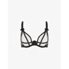 Agent Provocateur Womens Black Briella Bow-embellished Plunge Mesh Underwired Bra In Black