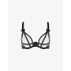 AGENT PROVOCATEUR AGENT PROVOCATEUR WOMEN'S BLACK BRIELLA ELASTIC-STRAPPING STRETCH-WOVEN BRA