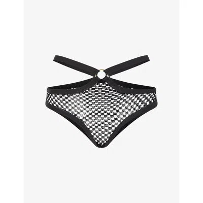 Agent Provocateur Womens Black Bubbles Fishnet Full Briefs