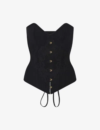 Agent Provocateur Carri Triangle-cup Stretch-woven Corset In Black