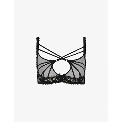 Agent Provocateur Womens Black Doretta Floral Guipure-eyelets Underwired Woven Bra