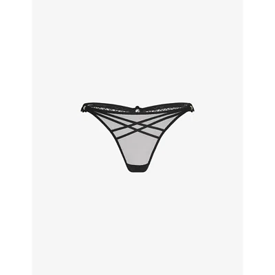 Agent Provocateur Womens Black Doretta Trixie Guipure-trim Mesh Thong