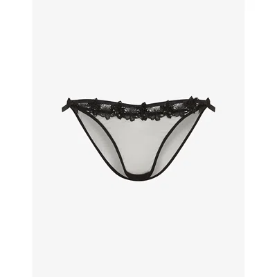 Agent Provocateur Womens Black Floss Tulle Brazilian Briefs Xxl