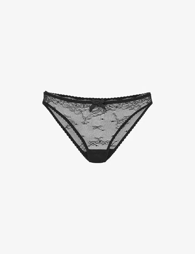 Agent Provocateur Womens Black Isedora Floral-lace Low-rise Mesh Briefs