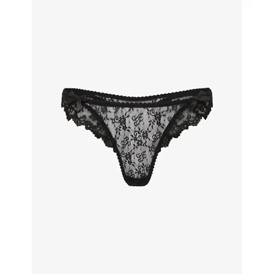 Agent Provocateur Womens Black Josephina Lace Thong Xxl