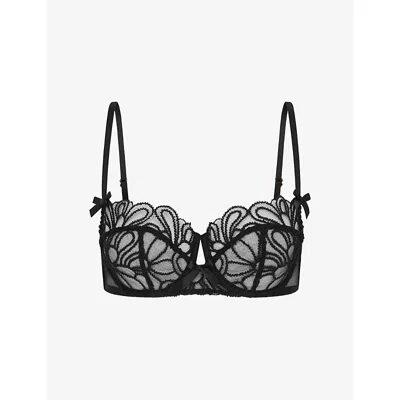 Agent Provocateur Womens Black Nelle Underwired Mesh Balconette Bra