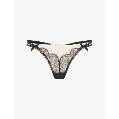 Agent Provocateur Womens Black/blush Vitoria G-string Lace Thong