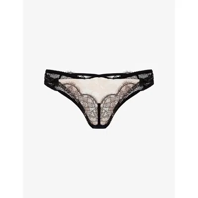 Agent Provocateur Womens Black/blush Vitoria Lace Brazilian Briefs