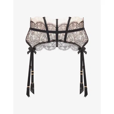 Agent Provocateur Womens Black/blush Vitoria Lace Suspender In Multi
