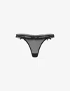 Agent Provocateur Mixi Bow-embellished Metallic Mesh Thong In Black/gold