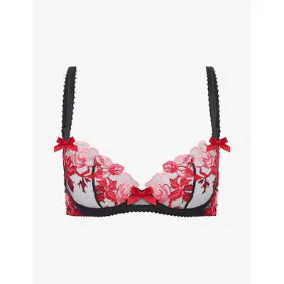 Agent Provocateur Womens Black/multi Callypso Floral-embroidered Underwired Mesh Bra