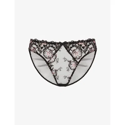 Agent Provocateur Womens Black/pink Lana Lace Briefs In Multi