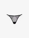 Agent Provocateur Lorna High-rise Mesh Thong In Black/pink