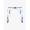 Agent Provocateur Womens Blue/amethyst Lorna Bow-embellished Mesh Suspender Belt In Blue
