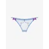 Agent Provocateur Womens Blue/amethyst Lorna Bow-embellished Mesh Thong In Blue