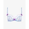 Agent Provocateur Womens Blue/amethyst Lorna Bow-embellished Underwired Mesh Bra 36dd In Blue