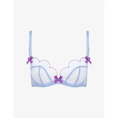 Agent Provocateur Womens Blue/amethyst Lorna Bow-embellished Underwired Mesh Bra 36dd