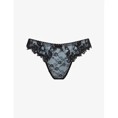 Agent Provocateur Womens Blue/black Clarette Lace Brazilian Briefs