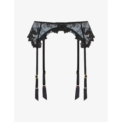 Agent Provocateur Womens Blue/black Clarette Lace Suspender In Multi