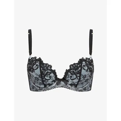 Agent Provocateur Womens Blue/black Clarette Underwired Lace Bra In Multi