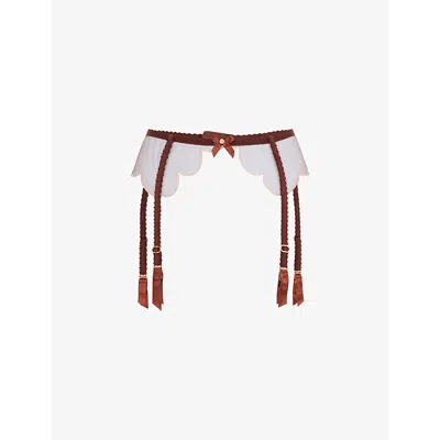 Agent Provocateur Womens Brown Lorna Panelled Lace And Mesh Suspender Belt