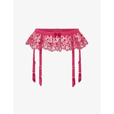 Agent Provocateur Womens Fuchsia Rozann Tutu Tulle Suspender Xl In Red