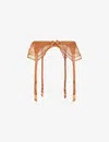 Agent Provocateur Tanya Stretch-silk And Lace Suspender Belt In Gold