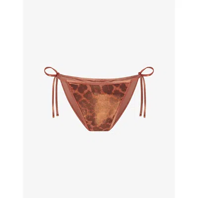 Agent Provocateur Womens Leo/black Cayla Leopard-print Bikini Bottoms In Brown