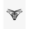 Agent Provocateur Womens Black Litzia Embroidered Lace Thong In Black