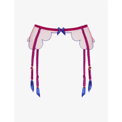 Agent Provocateur Womens Lorna Mesh Suspenders Pink/cobalt