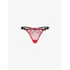 Agent Provocateur Womens Red Maysie Heart-embroidered Mesh Thong In Red
