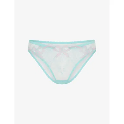 Agent Provocateur Womens Mint/pink Lisetta Lace Bikini Briefs Xxl In Blue